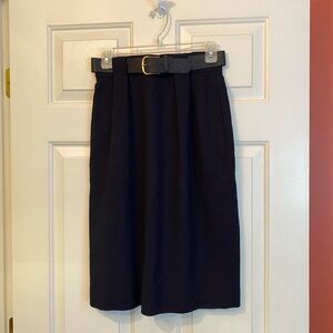 Jones New York Navy Blue Midi Skirt with belt - Vintage